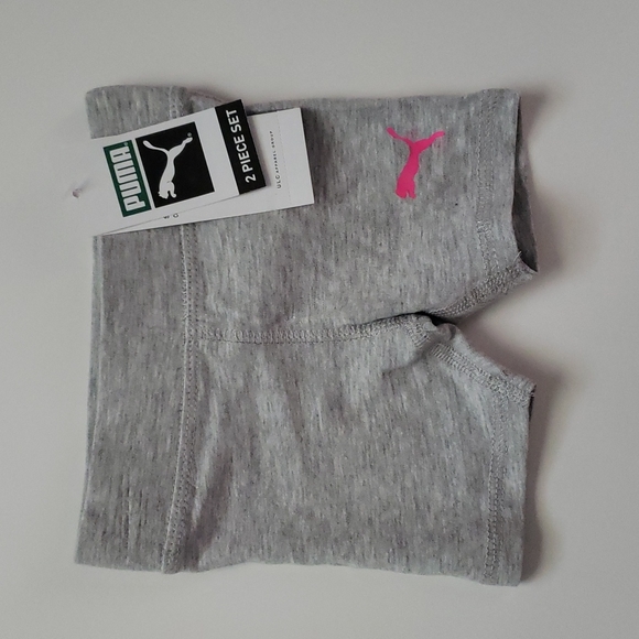 NEW PUMA Baby Girls Tee Short Set Florescent Pink Heather Graphic Racerback 3-6M - Picture 4 of 5